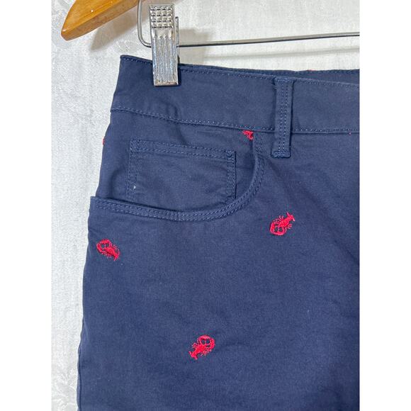 Croft Barrow VTG Skort 6 Navy Blue Red Embroidered Lobsters Shorts Skirt Stretch - Picture 2 of 10